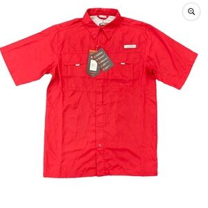 New Large Habit Men's UPF40+ Crayfish Creek Short Sleeve River Shirt Brick Red L